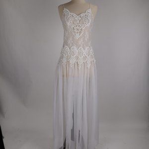 🌺 Vtg Jessica McClintock White Bridal Lace Nightgown Negligee Victorian Dress S